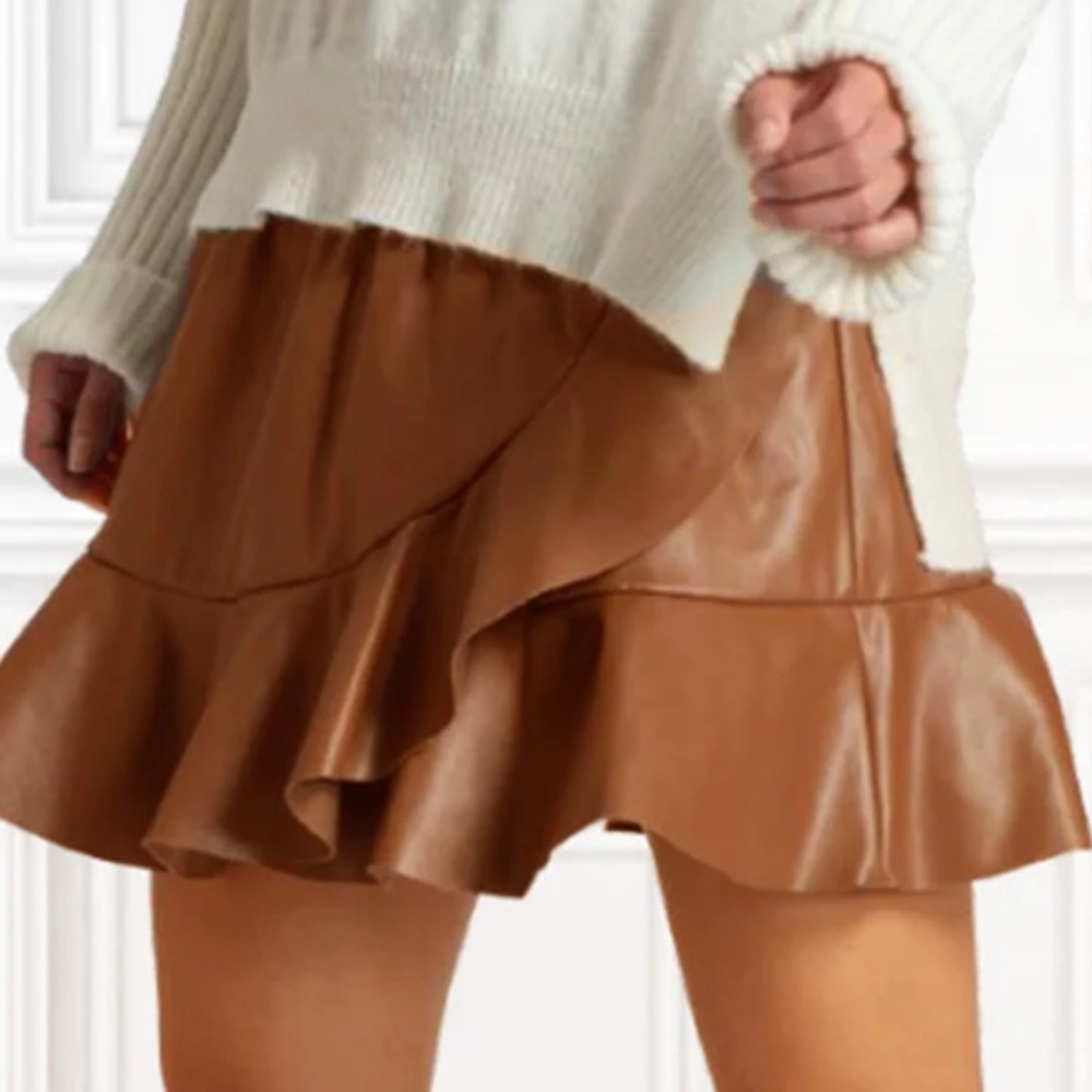 Muche Faux Leather Ruffle Hem WITH TAGS